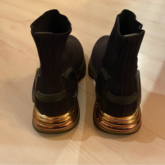 Ferragamo Gardena High Top Black Metallic Sneakers - Picture 6 of 11